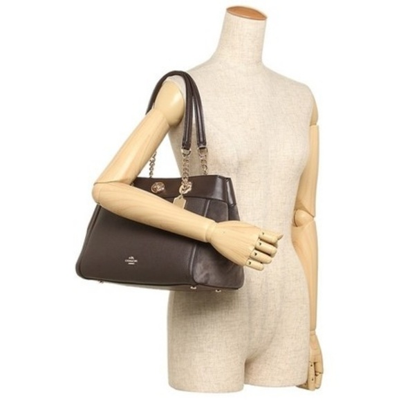 Coach Edie Turnlock carryall purse Chestnut - Picture 5 of 5